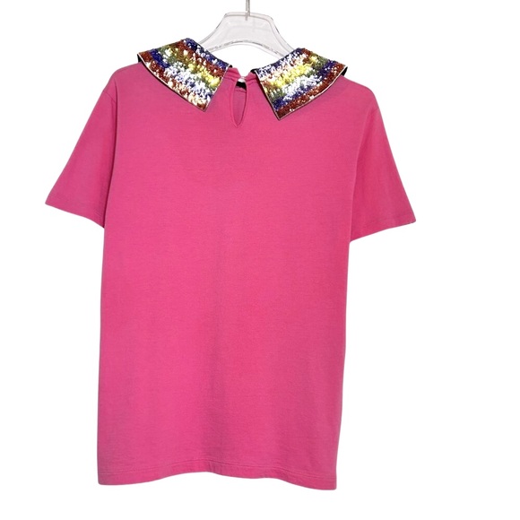 Authentic GUCCI Sequin Collar Pink T-shirt - Picture 2 of 10